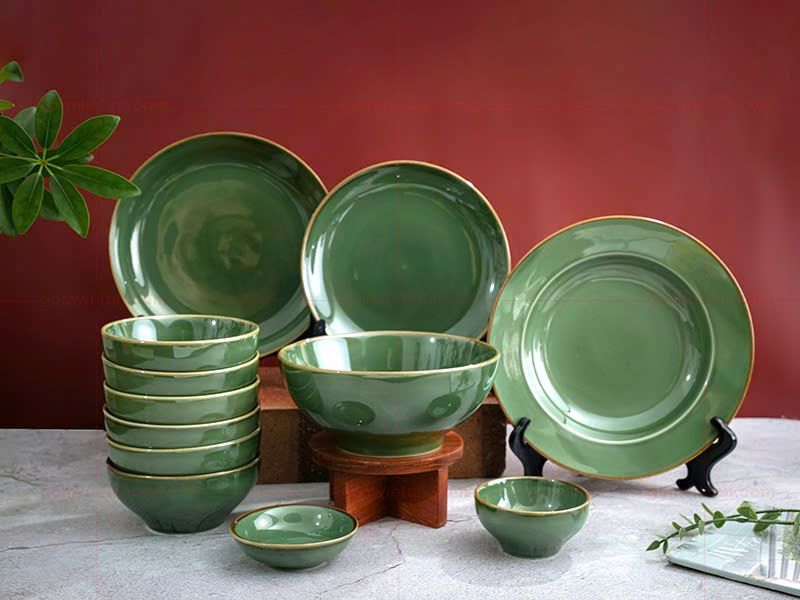 Bộ ly sứ Bát Tràng men xanh lục bảo 57+ mẫu quà tặng gốm sứ đẹp rẻ 2025