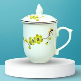 Ly sứ Bát Tràng hoa mai vàng