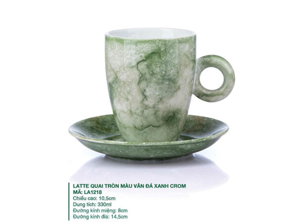 Alternative view of Ly Latte Quai Tròn Màu Vân Đá Xanh Crom 330ml