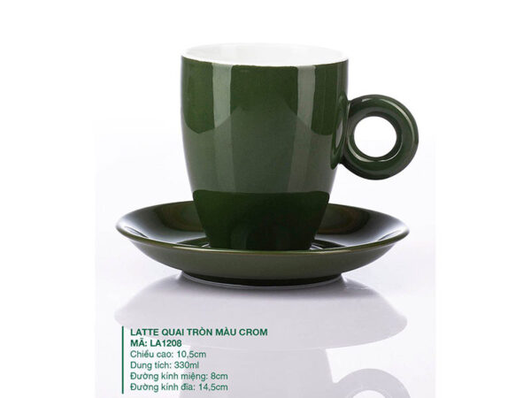 Alternative view of Ly Latte Sứ Quai Tròn Màu Crom 330ml