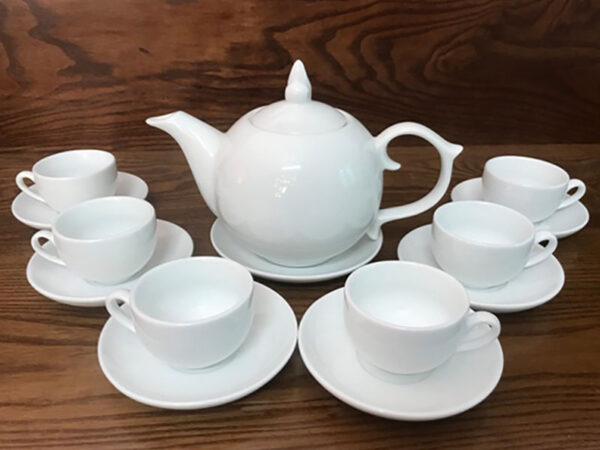 Alternative view of Bộ ấm trà Bát Tràng dáng Bưởi S3 Trắng sứ 600ml