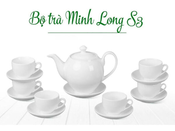 Alternative view of Bộ ấm trà Minh Long Bát Tràng S3 Trắng sứ 500ml
