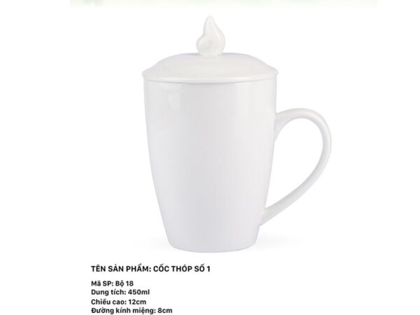 Alternative view of Cốc Sứ Thóp Số 1 + Nắp 450ml
