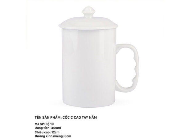 Alternative view of Cốc Sứ C Cao Tay Nắm 450ml + Nắp
