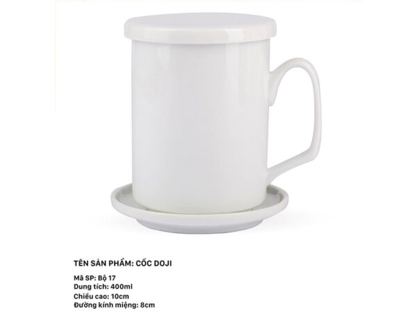 Alternative view of Cốc sứ Doji 400ml + Nắp