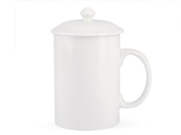 Alternative view of Cốc Sứ Quai C Dáng Cao 450ml + Nắp
