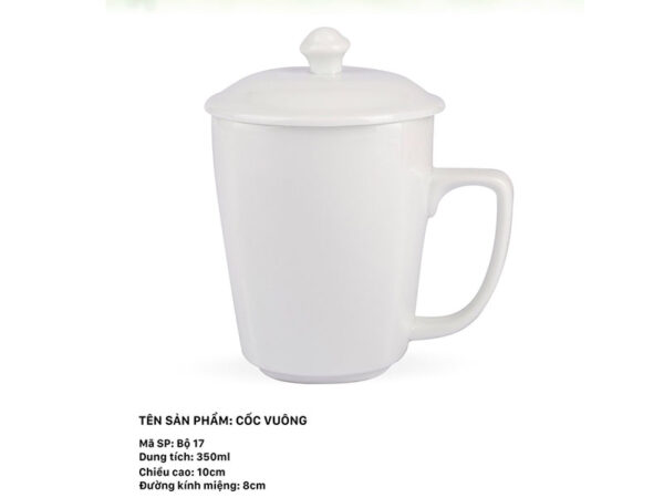 Alternative view of Cốc Sứ Vuông 350ml + Nắp
