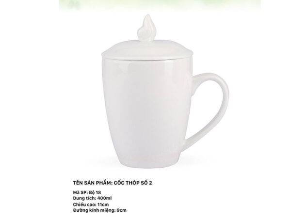 Alternative view of Cốc sứ Thóp số 2 400ml + Nắp