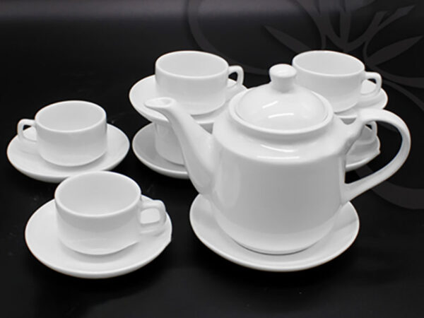 Alternative view of Bộ ấm trà Bát Tràng dáng Tiệp Trắng Sứ 520ml