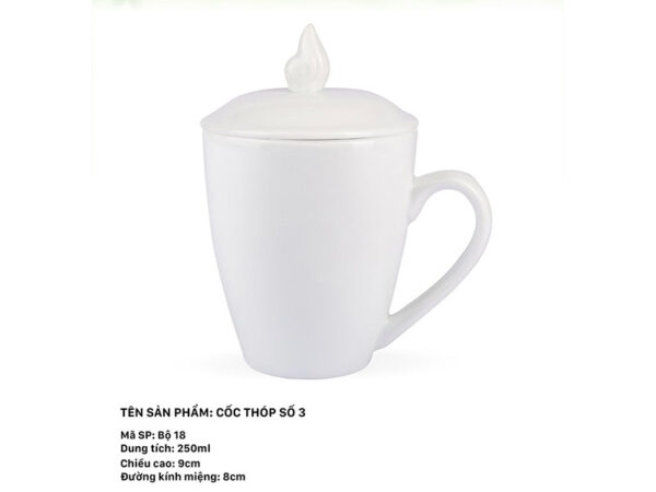 Alternative view of Cốc Sứ Thóp số 3 250ml + Nắp
